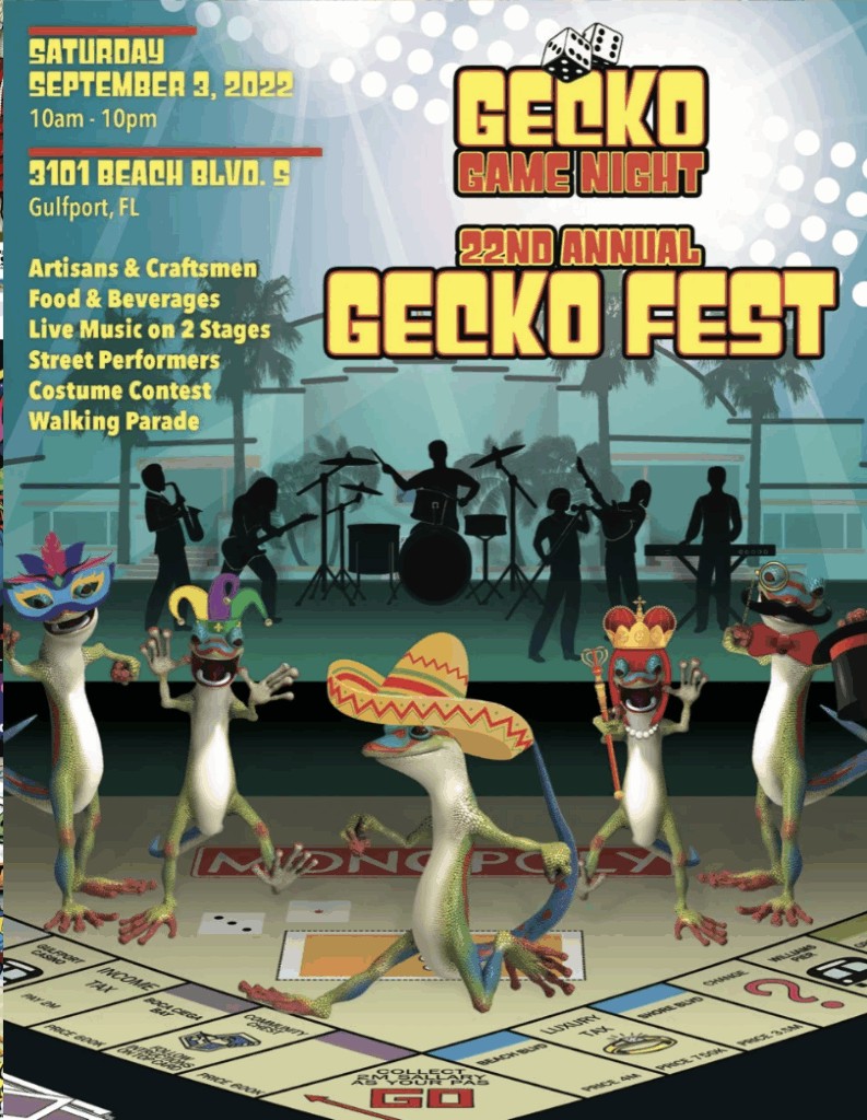 2022 Gecko Ball Theme Flyer Gecko Game Night