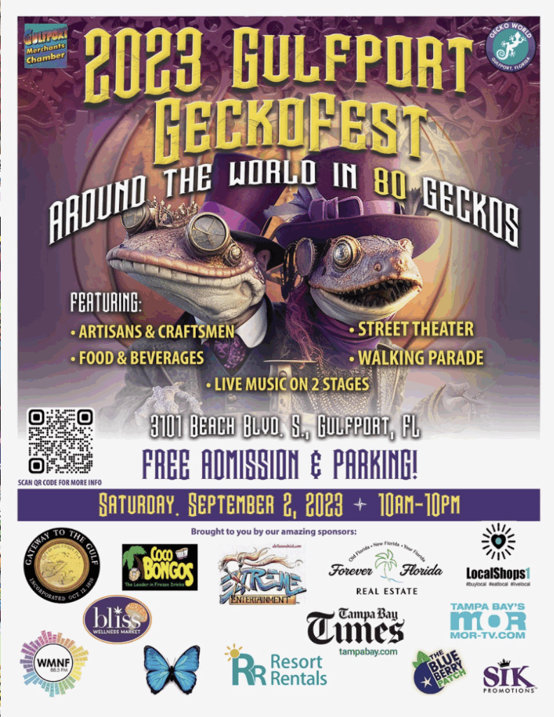 2023 Gecko Ball Theme Flyer Around the World in 80 Geckos