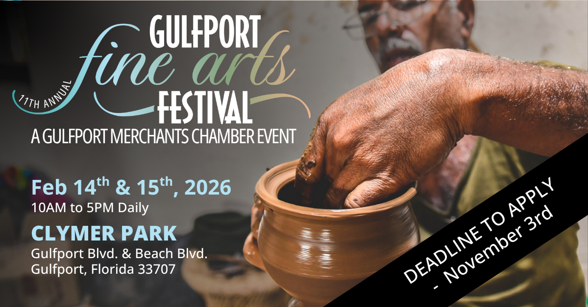 2026 Fine Arts Festival February 14th-15th Clymer Park in Guflport Call for Artists extended to November 3rd 2025