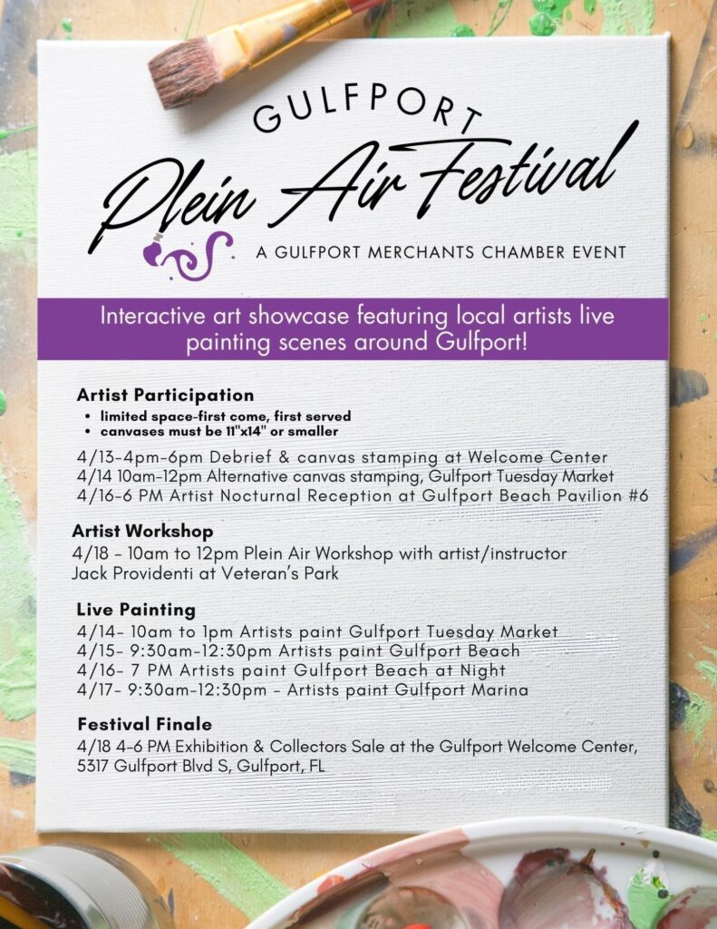 Gulfport Plein Air Festival Schedule of Events