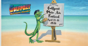 Plein Air Festival Event Page Image Gecko Painting on a canvas on the beach