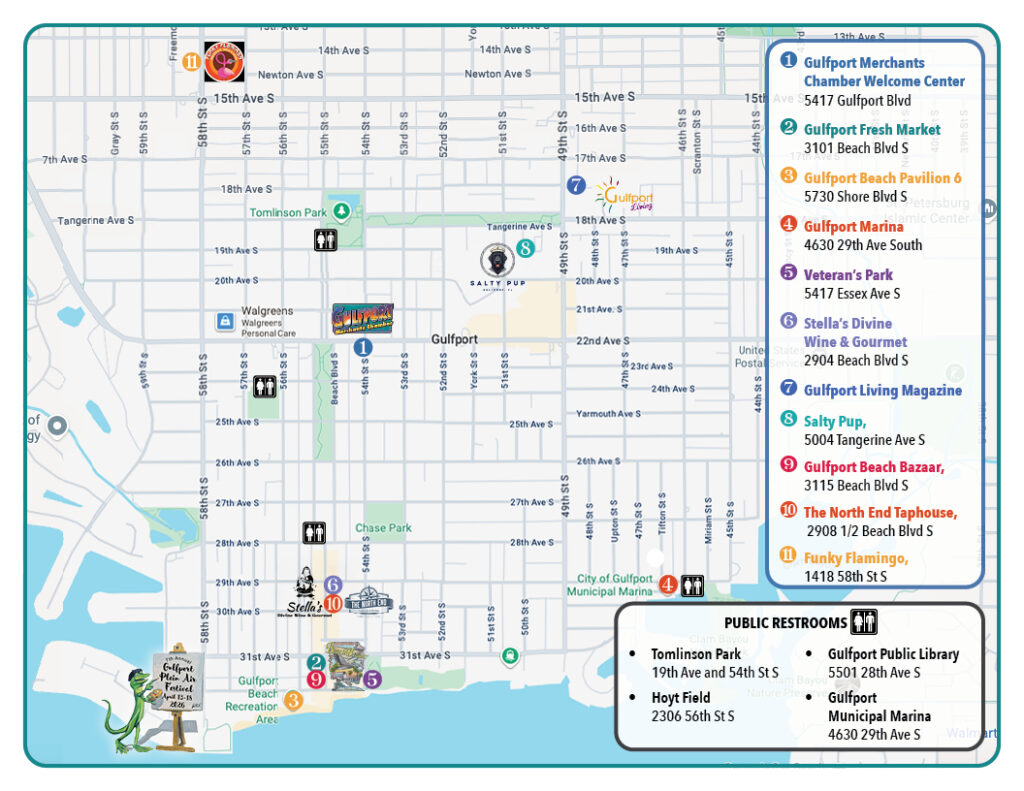 Plein Air Festival Map Gulfport FL April 14-18