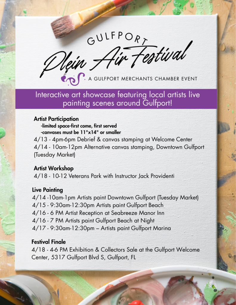 Gulfport Plein Air Festival Schedule of Events