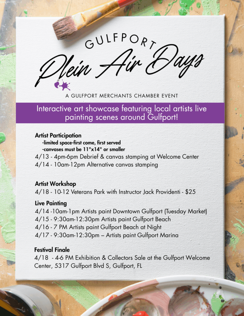 Gulfport Plein Air Festival Schedule of Events