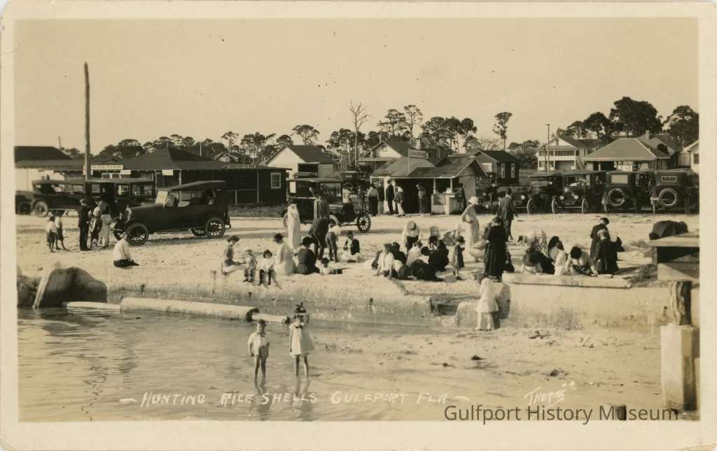 Gulfport Beach - old black & white photo