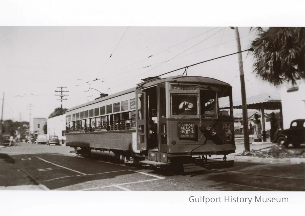 Gulfport Trolly - Black & White Image